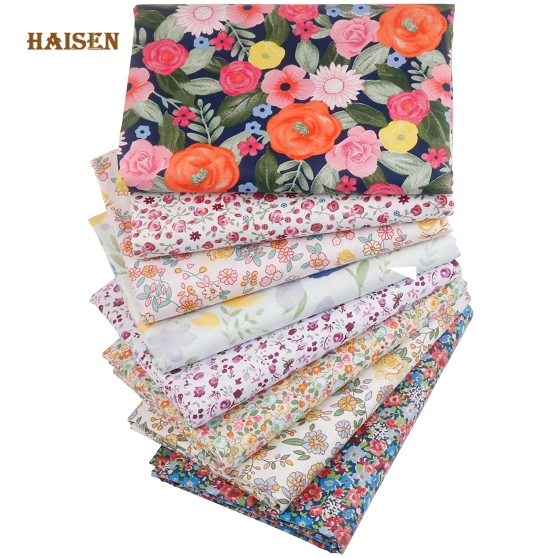 

Haisen,8Pcs/Lot 16x20 Inches Floral 100% Cotton Fat Quarters Twill Fabric Set for Quilting&Sewing Crafts Patchwork and DIY Cloth