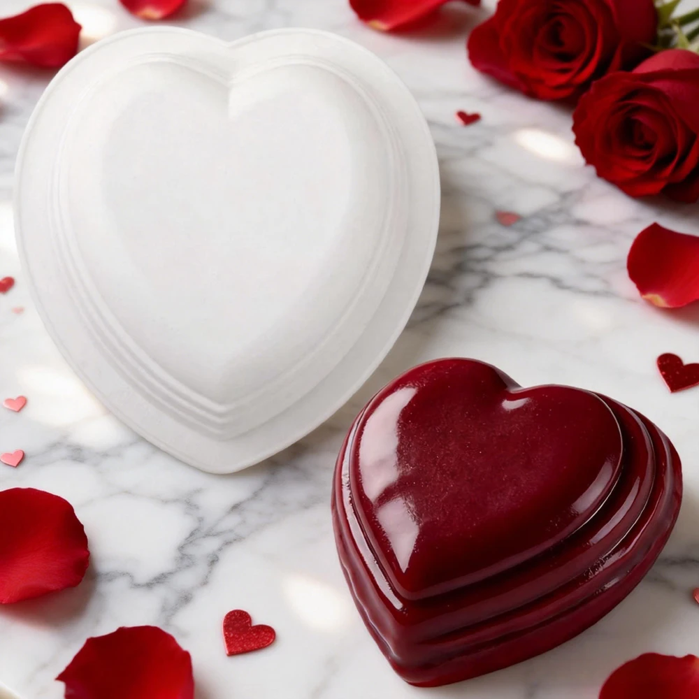 Valentine's Day Heart Step Love Heart Mousse Cake Silicone Mold Wedding 6 Inch Heart Shaped Cake Chocolate Dessert Baking Mold