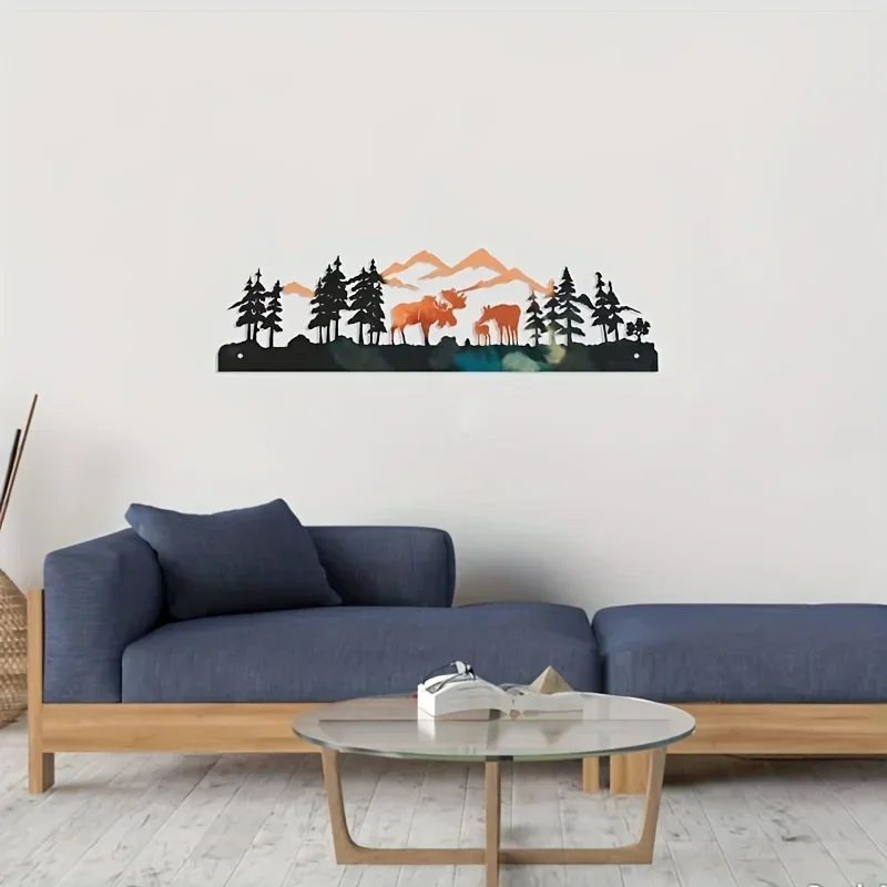 Home Decoration Metal Crafts Home Decoration Art Forest Moose Living Room Interior Wall Hanging Decoration Ornaments Background