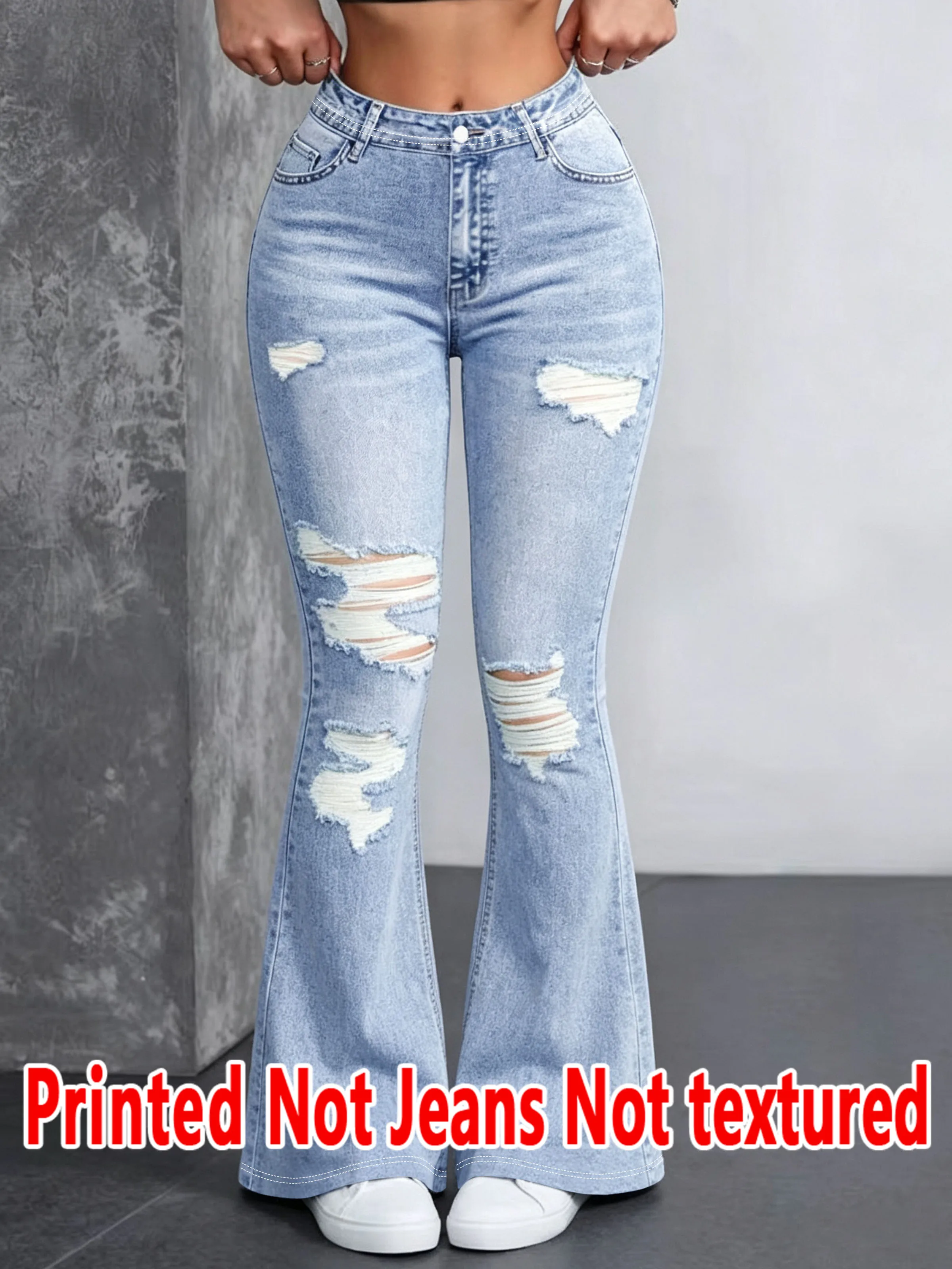 1565 1565 Printed Flared Trousers 2D Printed Faux Effect Non-Faux Denim Fabric Unique Patterned Pants for Stylish Look - Aliexpress Deal