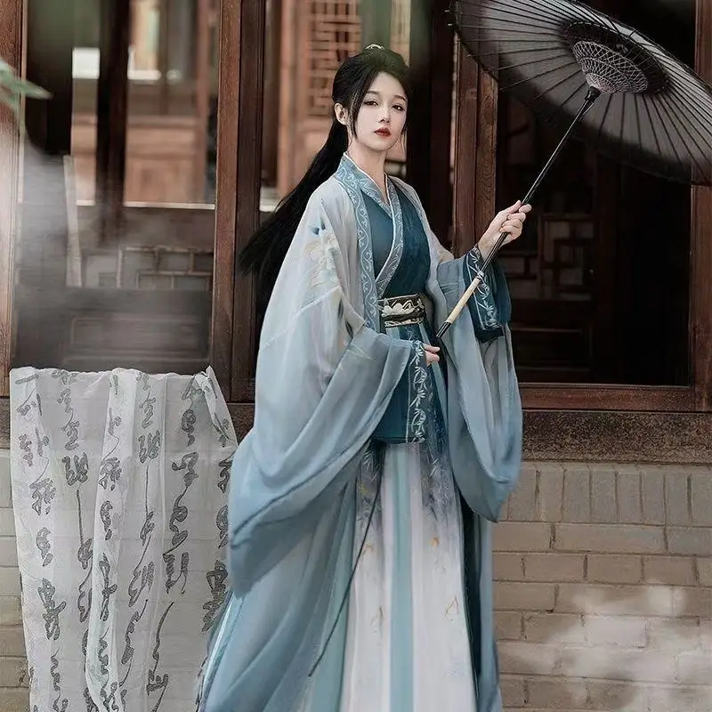 Chiński strój Hanfu z dynastii Song dla kobiet i mężczyzn, tradycyjny, z elementami bambusa, stylowy kostium na Halloween, Wuxia, szermierz, cosplay.