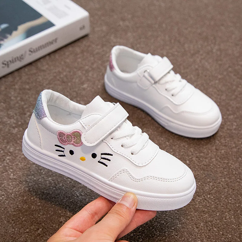 Children\'s Sneakers Girls Sport Shoes Student Shoes Cute Kitty Baby Girls Outdoor Footwear Anti-slip Kids Casual Shoes