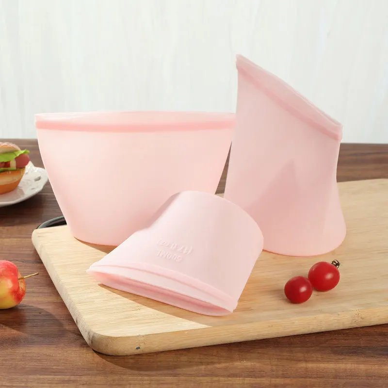 

1pcs Reusable Refrigerator Fresh Bags Kitchen Food Sealing Storage Bag Home Food Grade Silicone Fruit Kitchen Organizer