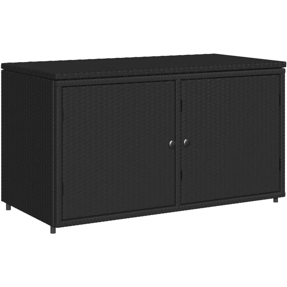 Weatherproof Outdoor Storage Deck Box with Poly Rattan and Magnetic Latch for Patio and Balcony Organization