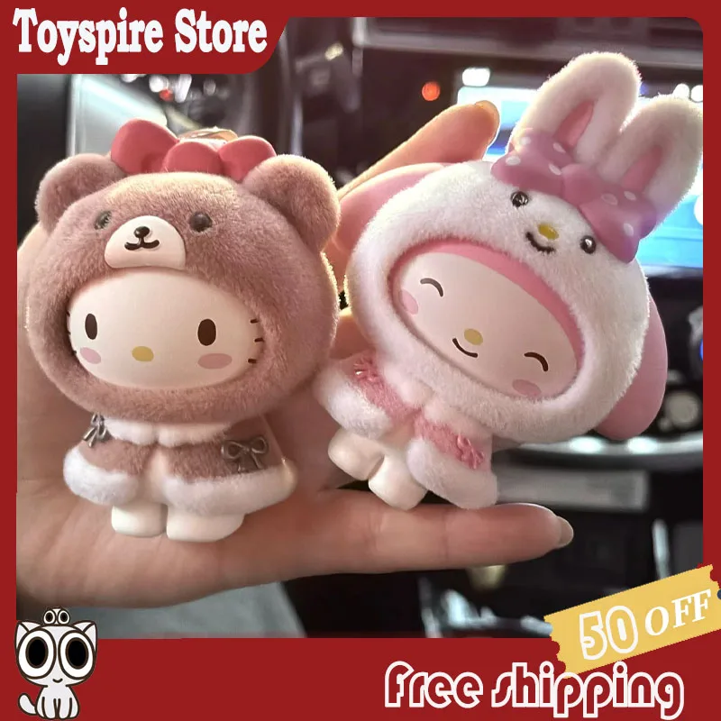 

New Original Little Cape Series Blind Box Kuromi Kt Flocked Keychain Face Changing Fashion Toy Bag Charm Festival Gift Toys