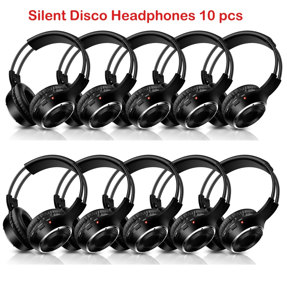 3 - Channel Silent Disco Foldable Wireless Headphones 10 Pcs for House Parites Conference Chech Education Without Transmitter