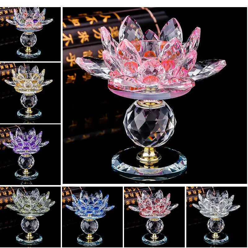 Buddha Offering Lamp, Household Crystal Butter Lamp Holder, Glass Candlestick, Worship, Temple, Prayer