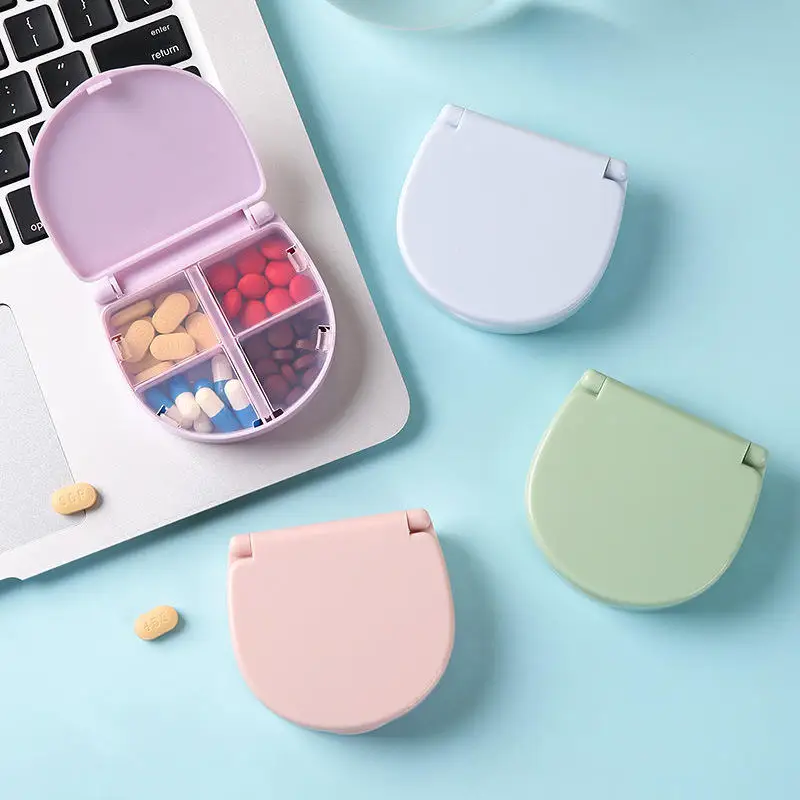 1 قطعة منظم حبوب الدواء اليومي الجديد 4 مقصورات ، صندوق حبوب صغير محمول علبة حبوب السفر ، حاوية حبوب صغيرة لجيب المحفظة #3