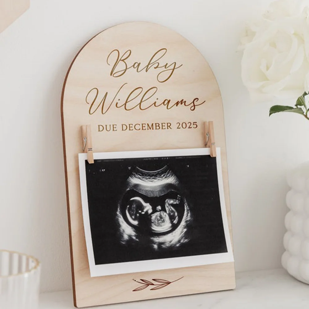 علامة إعلان الحمل الشخصية |   لوحة خشبية لتاريخ التيار l إطار مسح للأطفال منقوش |   قرص دعامة صور الوسائط الاجتماعية