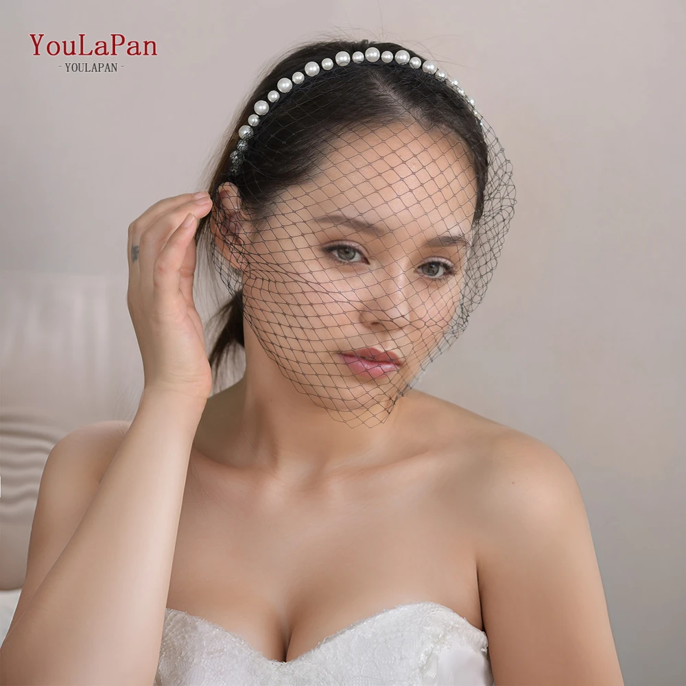 

YouLaPan VA11 Bridal Birdcage Veil Wedding Blusher Veil Bachelorette Party Accessories Black Veil Brides First Communion Girls