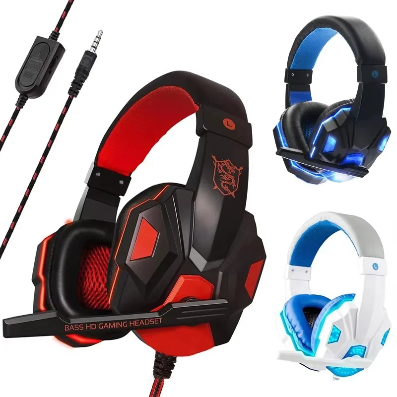 

3.5mm Wired Gaming Headphones With Microphone 120° Adjustable Bass Stereo Gamer Headset For PS4 PS5 Switch Smart Phone Laptop PC