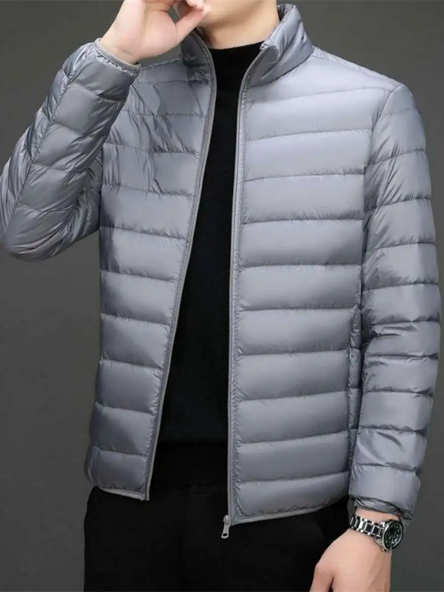 

Autumn Winter Lightweight Cotton down Jaet Men's ort Versatile Lightweight Stand Collar Hat Thin Large Size Autumn Winter...