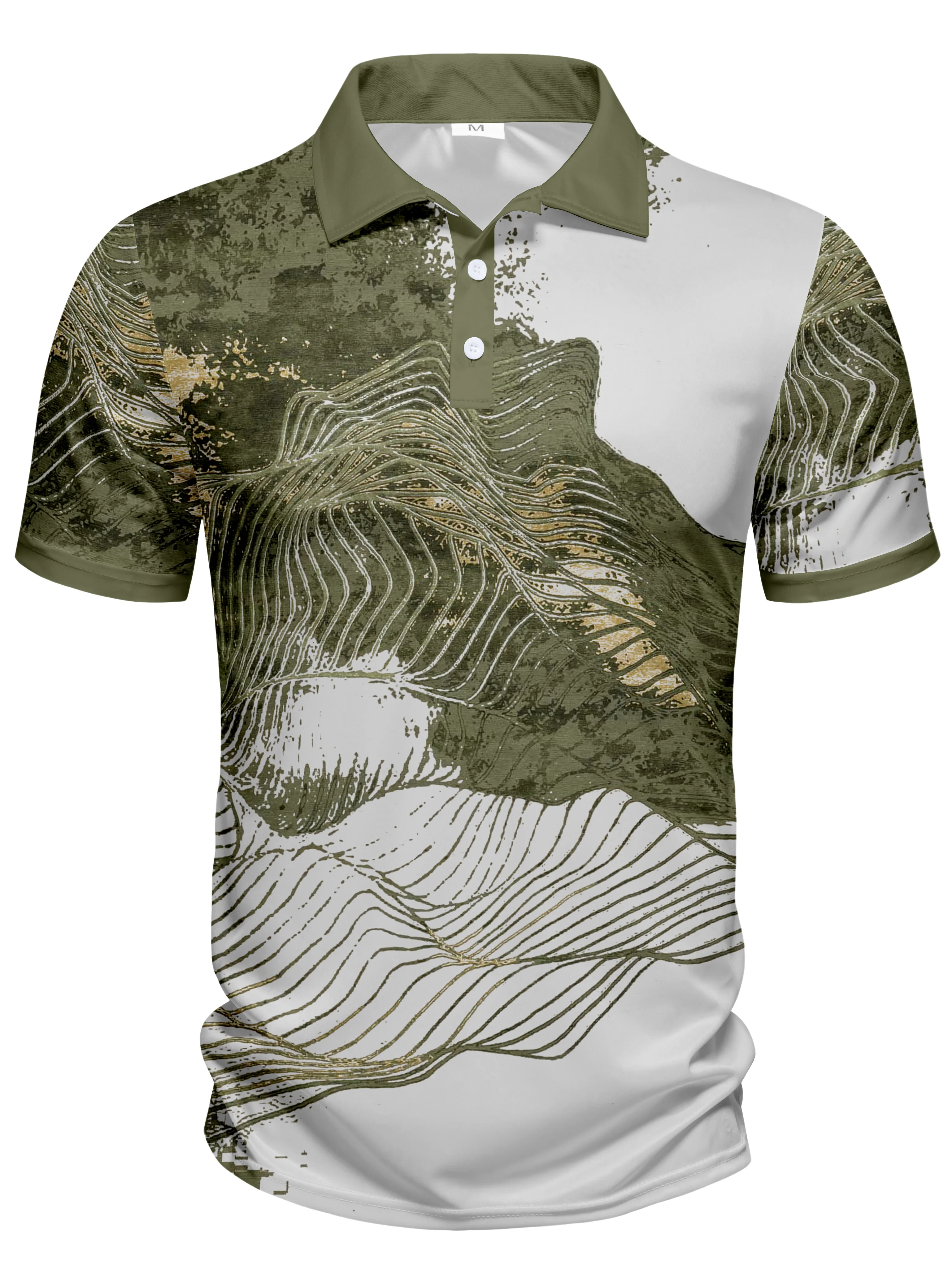 Men's summer casual polo fashion digital print design, lapel button short sleeved polo comfortable fabric can be machine washed