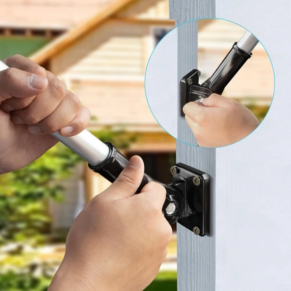 دعامة تثبيت على عمود العلم متعددة المواضع مع أجهزة - مصنوعة من الألومنيوم - قوية وخالية من الصدأ - قطر 1 بوصة (أسود)