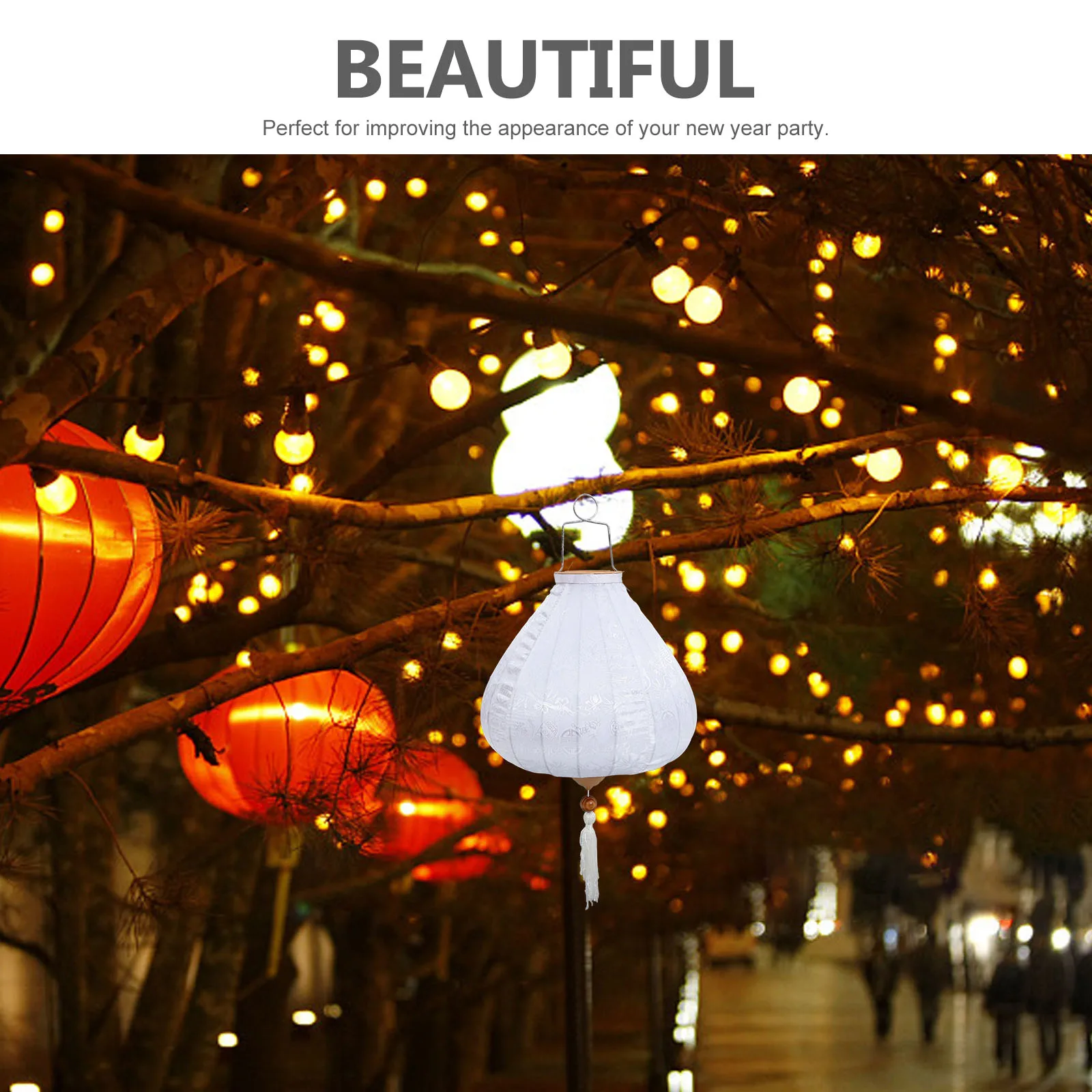 

Tassel Cloth Lanterns Round Wire Decorative Hanging Holiday Festival Garden Outdoor Solar Lighting Cloth Lanterns for Use