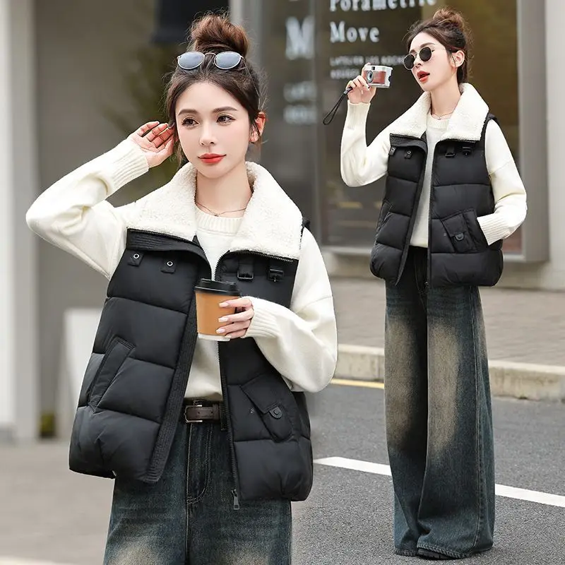 

Women's Cotton Vest 2026 New Autumn Winter Waistcoat jacket Korean Style Fashion Vest Coat Thickened Keep Warm Outerwear Top