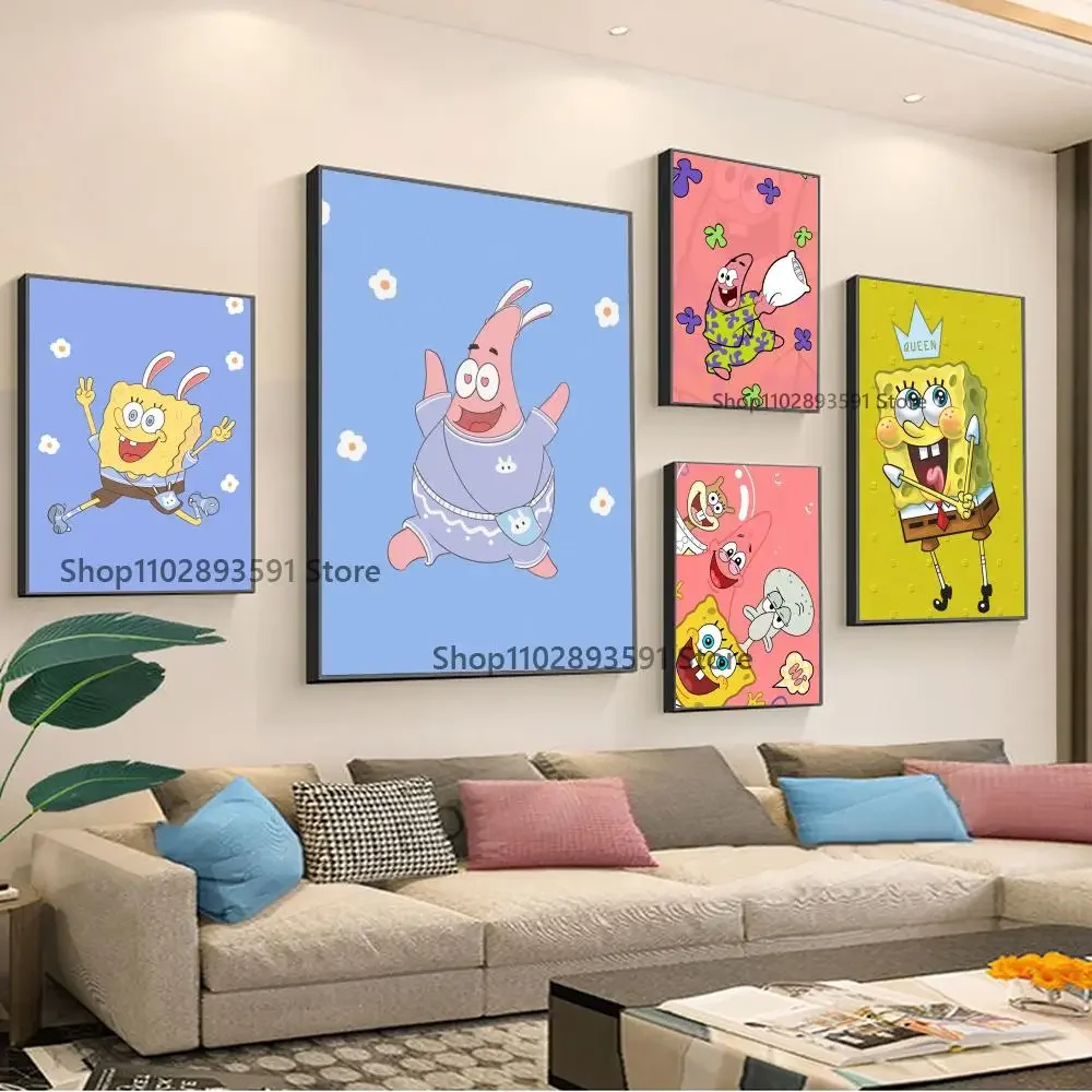 1pc SpongeBob SquarePants Poster Paper Print Home Bedroom Entrance Bar Cafe Art Painting Decoration