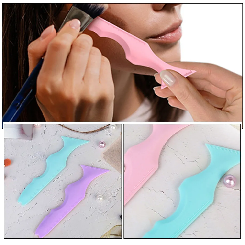 Silicone Makeup Guide 3 Piece Set for Eyeliner Eyeshadow Lipstick Mascara Application with Scale for Beginners