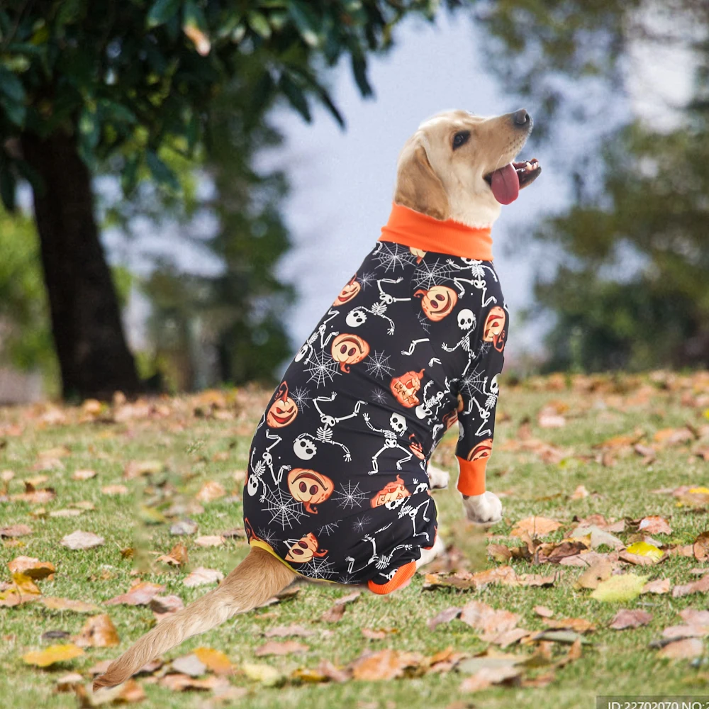 2024 New Halloween Prints Dog Four-legged Suit for Large Medium Bodysuit Dogs Pajamas PJS Full Body for Shedding Prevent Licking