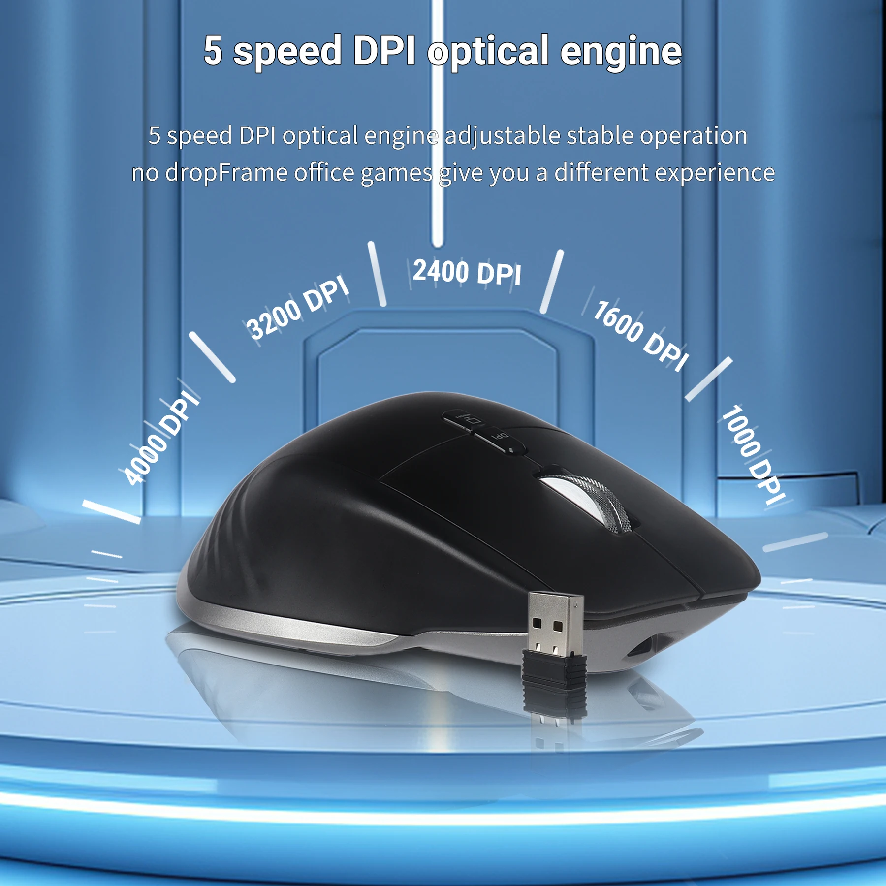 2.4G Wireless Bluetooth Mouse RGB Rechargeable Ergonomic Design DPI Adjustment Mute Luminous Computer Gaming Office Mouse