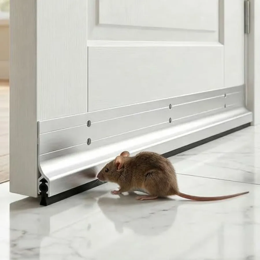 

4pcs Metal Door Draft Stopper 36 Inch Aluminum Mouse Bottom Mice Seal Strip Rodent Proof Door Sweep Noise Blocker Door Silver