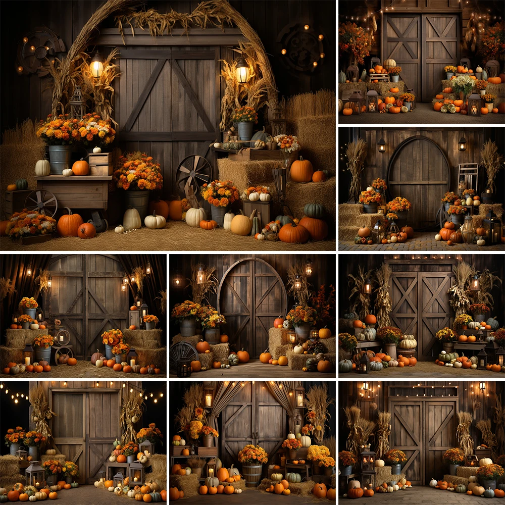 Autumn Photography Background Autumn Thanksgiving Harvest Pumpkins Kids Birthday Party Portrait Cake Smash Studio Background