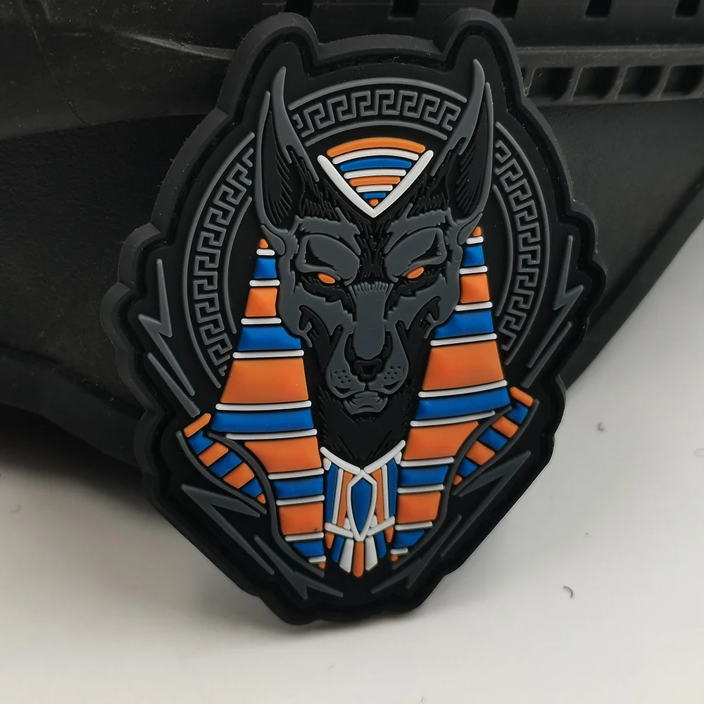 The Egyptian god Anubis 3D Vivid PVC Rubber Waterproof Applique Soft Rubber Anubis Patch For Tactical Sew-on Bag Hat DIY Sew