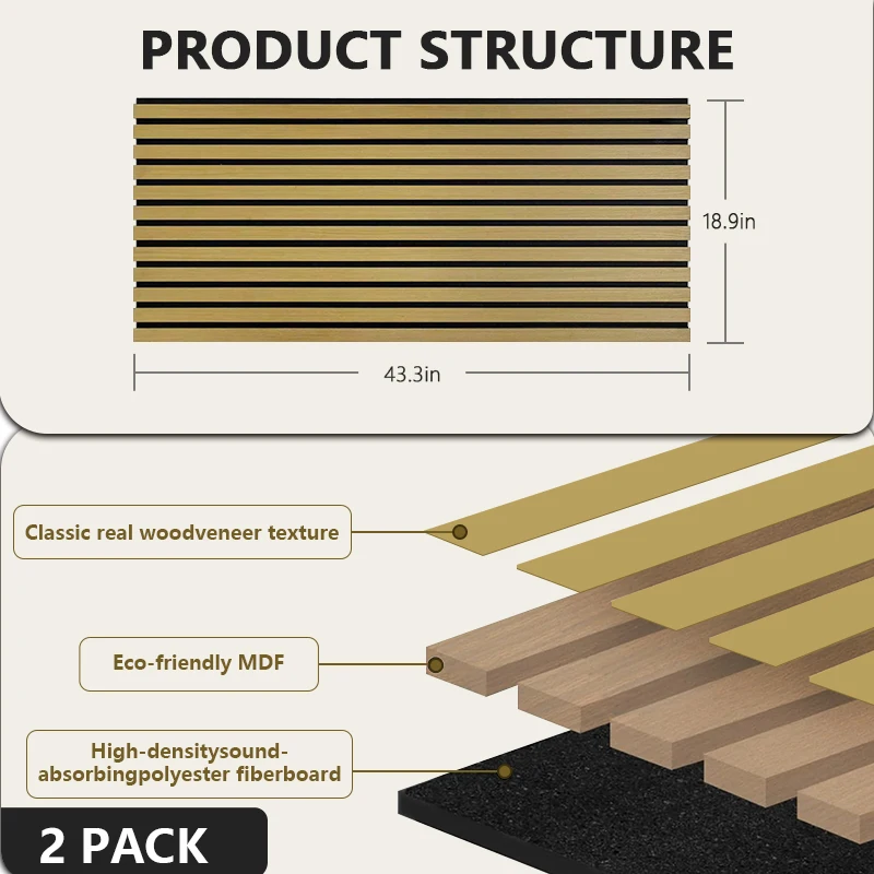 Fire Resistant Factory Acoustic Wall Panel Wood Slat Sound Absorption Panel For Living Room Office Bedroom Studio