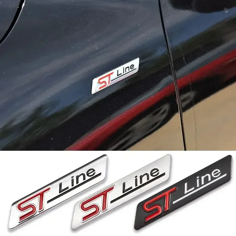 3D Metal ST Line Logo Car Rear Trunk Badge Emblem Sider Fender Sticker For Ford STLine Focus Fiesta Mondeo Accessories