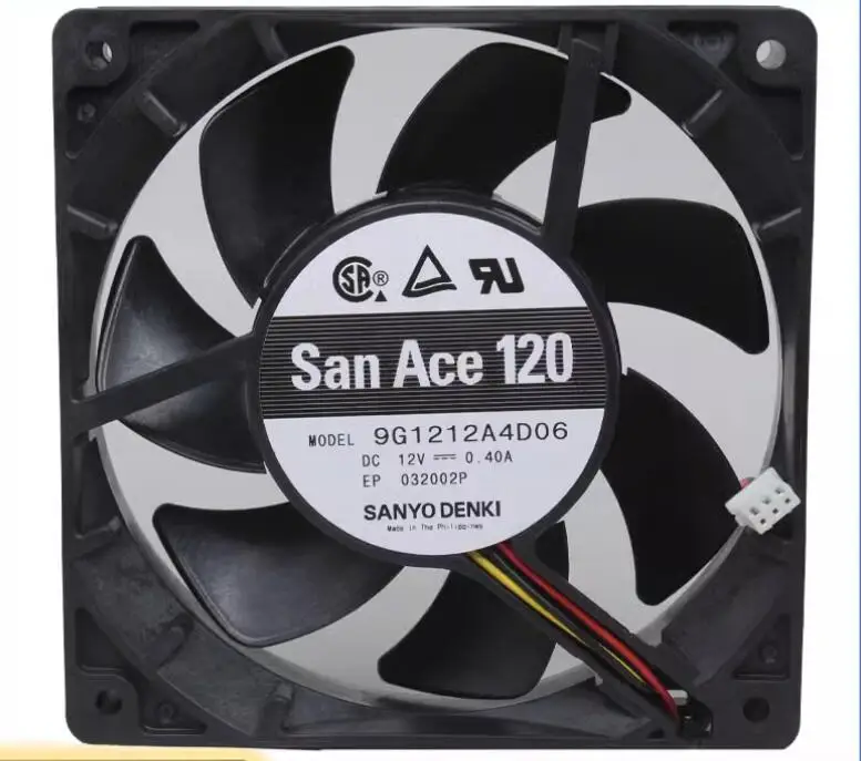 SANYO DENKI 9G1212A4D06 DC 12V 0.40A 120x120x25mm 3-Wire Server Cooling Fan