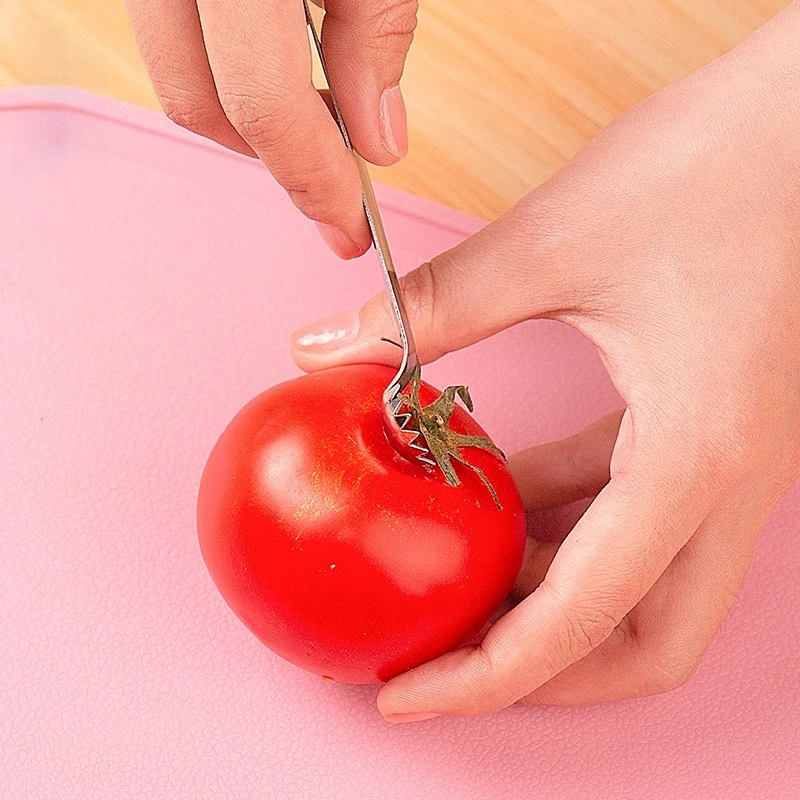 Stainless Steel Fruit Stem Remover Creative Kitchen Tool For Strawberry Tomato Cherry Calf Picking view 2