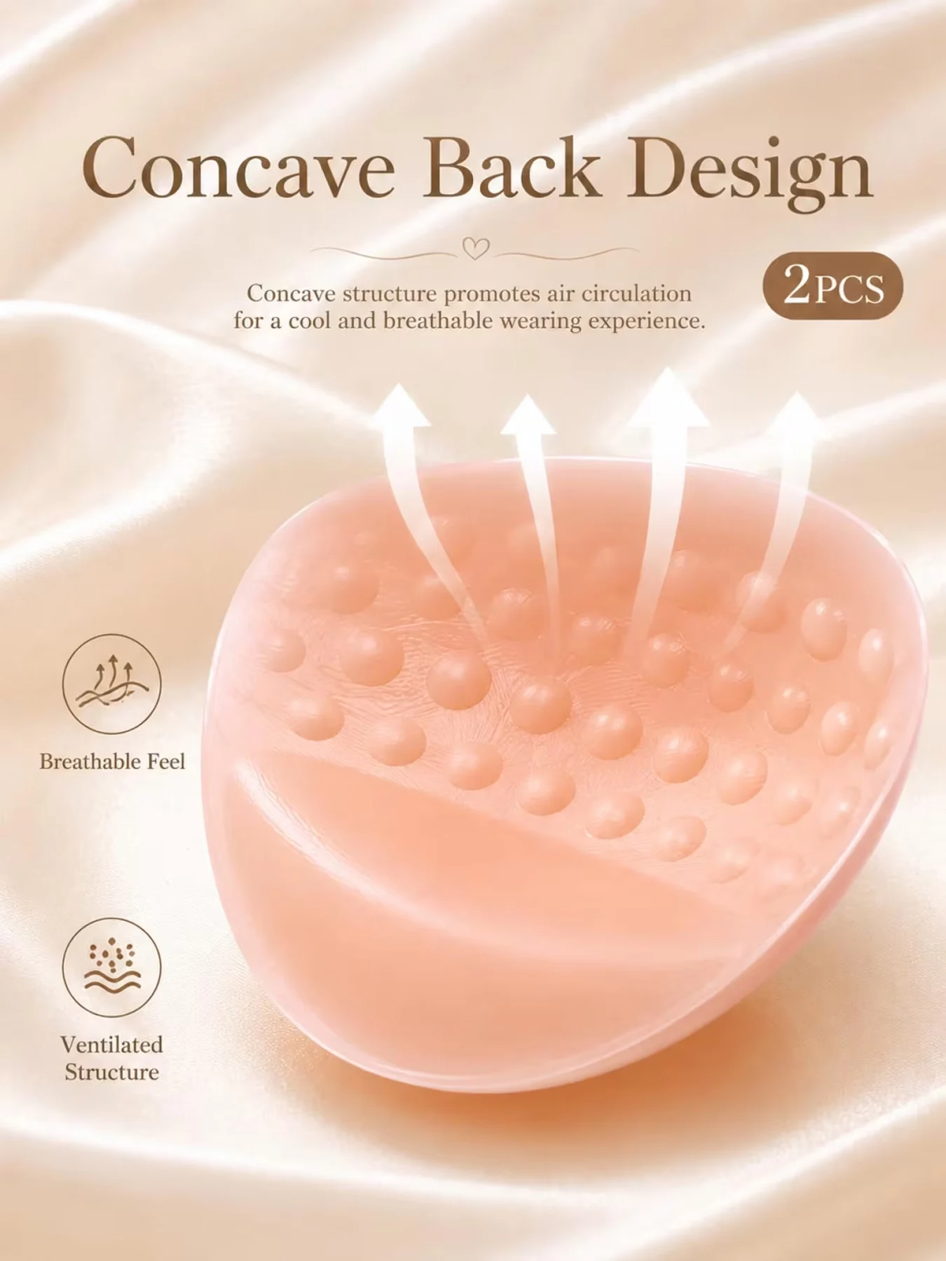2-Piece Silicone Breast Pads, Thin Seamless Breathable Hollow Backing, Portable Enhancer for Cosplay, Parties & Weddings.