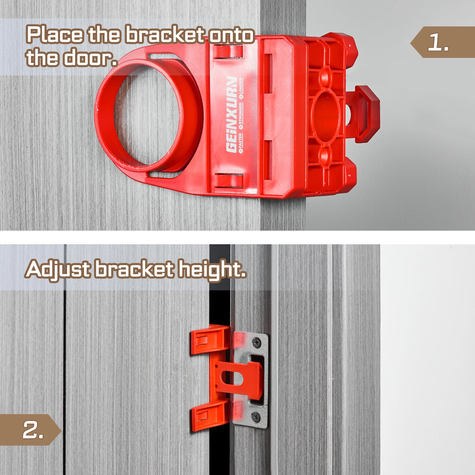 Geinxurn 1-3/8" - 1-3/4" Kit di installazione serratura per porte in legno con modello guida, sega a tazza per serratura porta in acciaio al carbonio