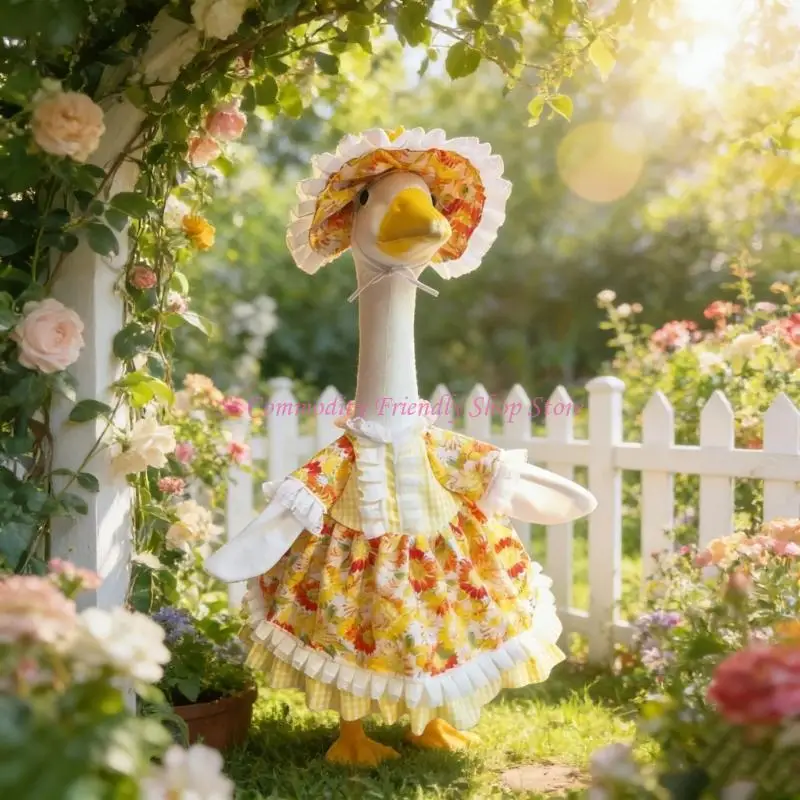 

85AE White Geese Dress Halloween Dress Porch Ornaments Autumn Outdoor Indoor Pullover Display