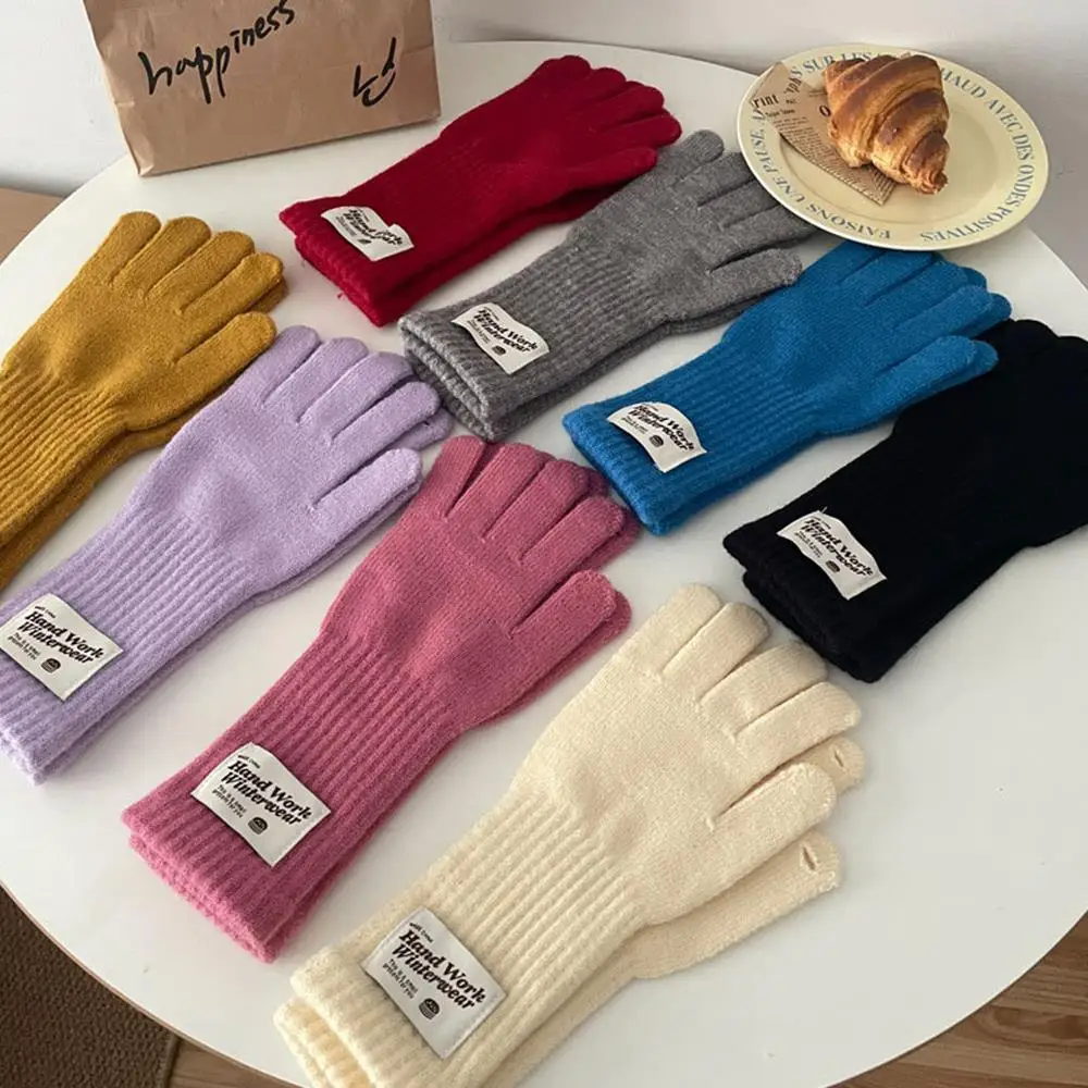 2024 Women Winter Keep Warm Knitted Stretch Gloves Long Rabbit Wool Touch Screen Gloves Full Finger Skiing Gloves Multicolor Y2K