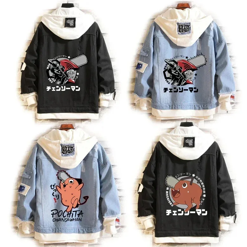 

2024 Anime Coats Chainsaw Man Denim Jacket Pochita Hooded Jackets Denji Hoodie Costumes Fashion Casual Tops Unisex Coat