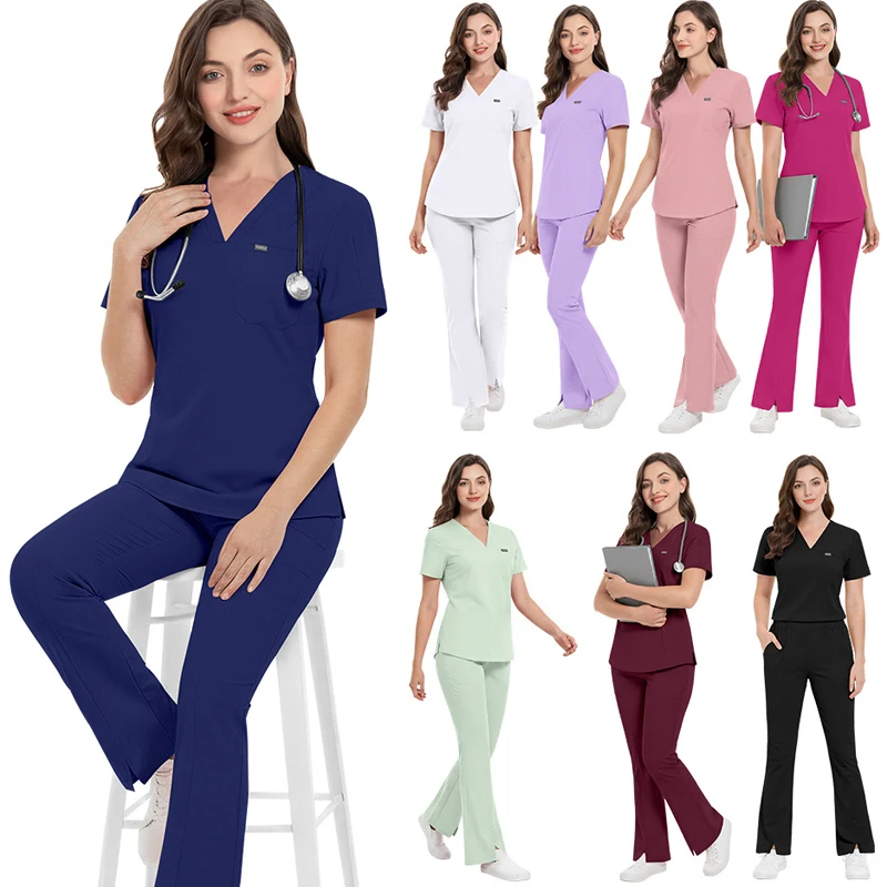 Pet Grooming Non-sticky Hair Workwear Surgical Uniform Medical Nurse Uniforms Women Scrubs Sets Pharmacist Work Clothes
