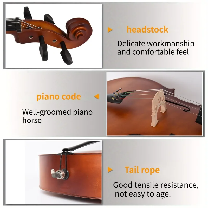 Adult Beginner Cello, Handcrafted Spruce Top Solid Wood Matte Cello, Starter Kit with Top Cello with Bow, Handmade Artisan Craft