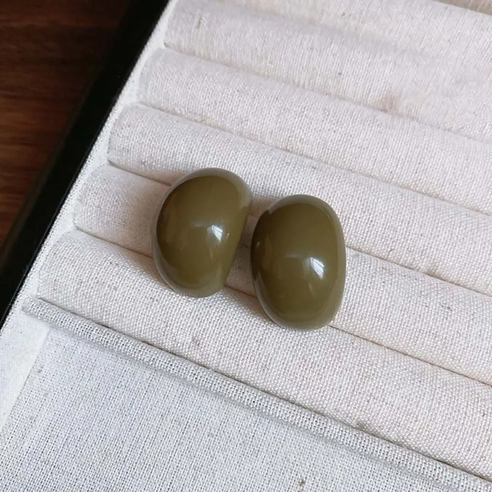 Acrylic Resin Semi-Circle Earrings Exquisite Vintage Chunky Ellipse Ear Studs Geometric Trendy Elegant Ellipse Earrings