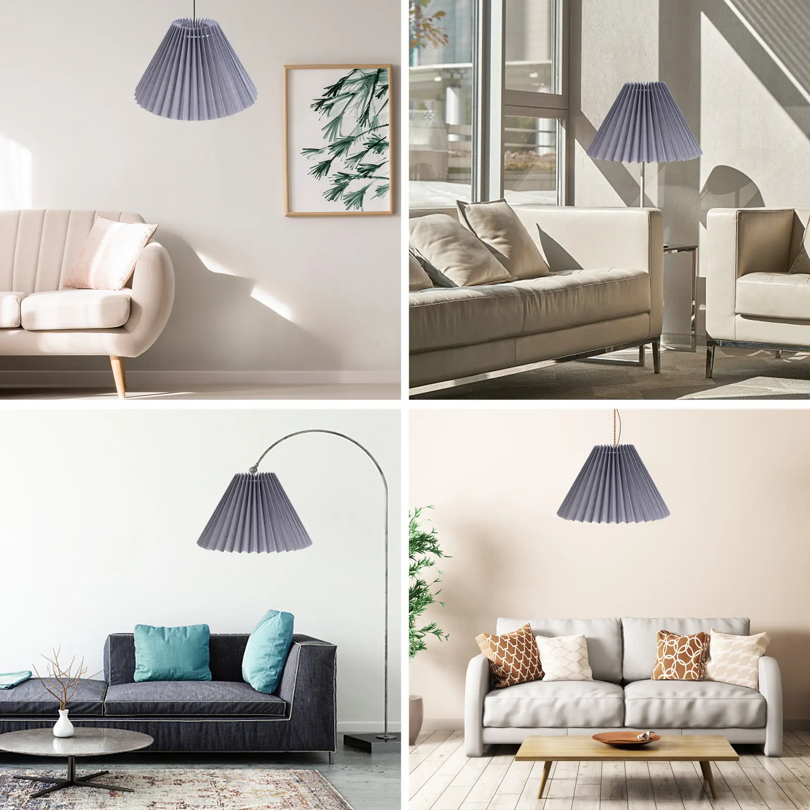 

Pleated Modern Lampshade Small Round Fabric Lamp Shade for Desk Lamps with Iron Frame Compact Folding Design for Easy Storage