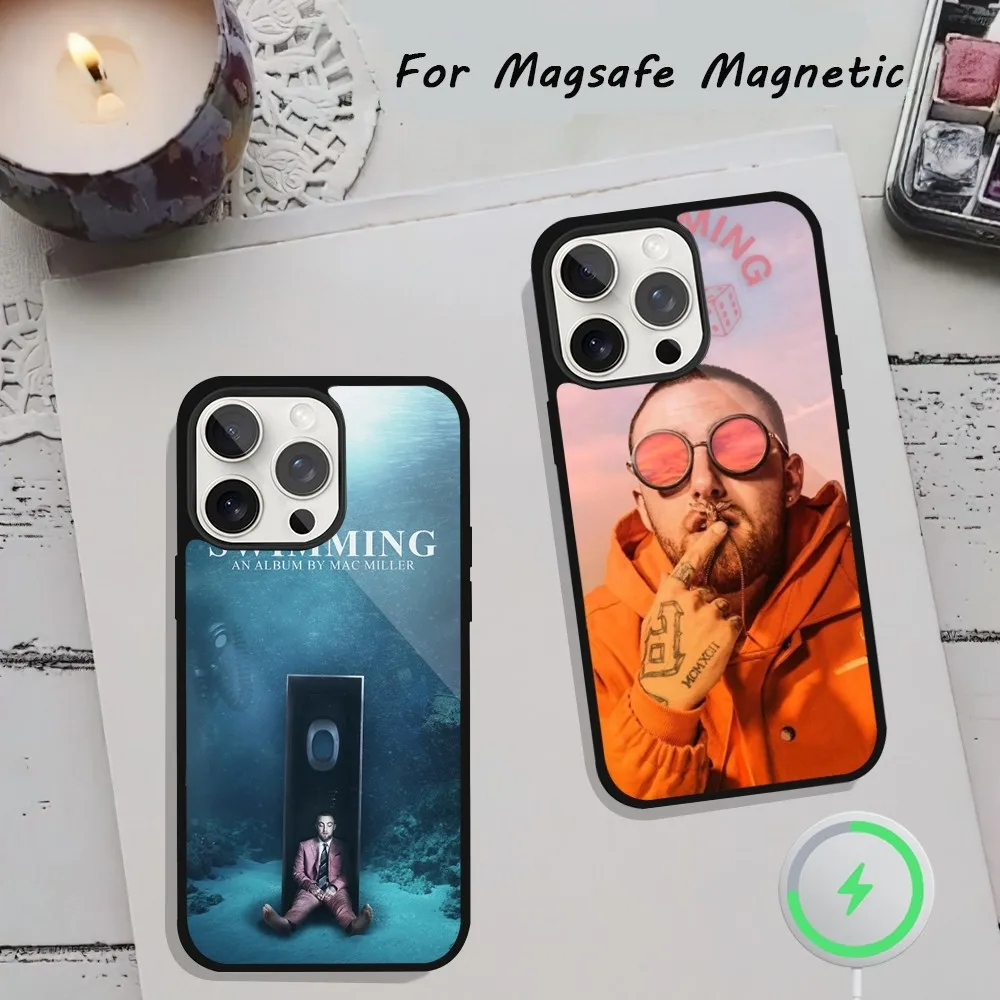 Sänger M-Mac Miller Schwimm telefon hülle für iPhone 15 12 13 14 11 Pro plus Max Magsafe magnetische