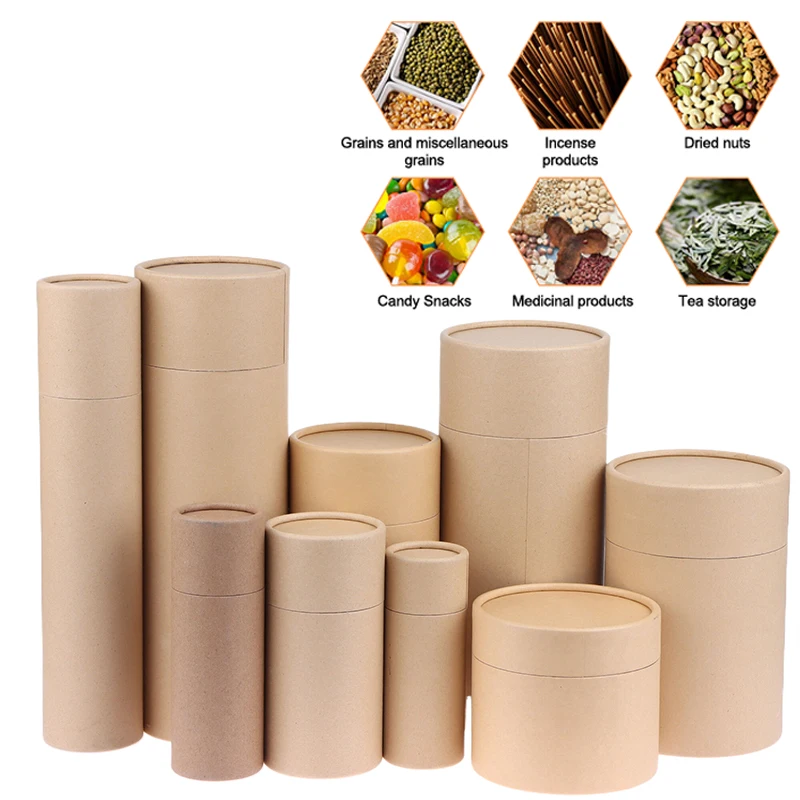 1Pcs Essential Oil Bottle Tube Packaging Box Kraft Paperboard Tubes Round Kraft Paper Containers For Pencils Tea Caddy Coffee