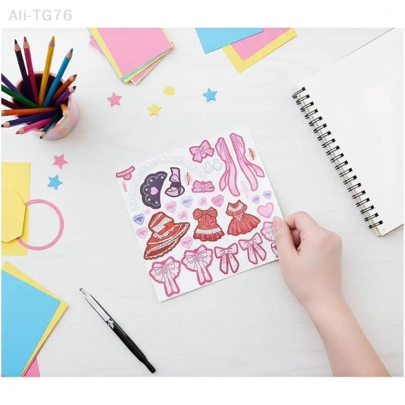 [P] 1 Set Girls Cartoon Princess Make A Face Stickers Reusable Handicrafts Creative Kids Decals Puzzle Sticker Toy