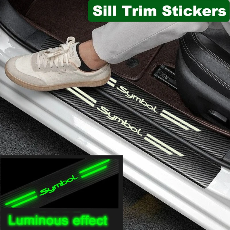 Luminous Car Door Threshold Film for Renault Symbol Logo Entry Pedal Interiors Sill Kick Plate Waterproofing Accessories