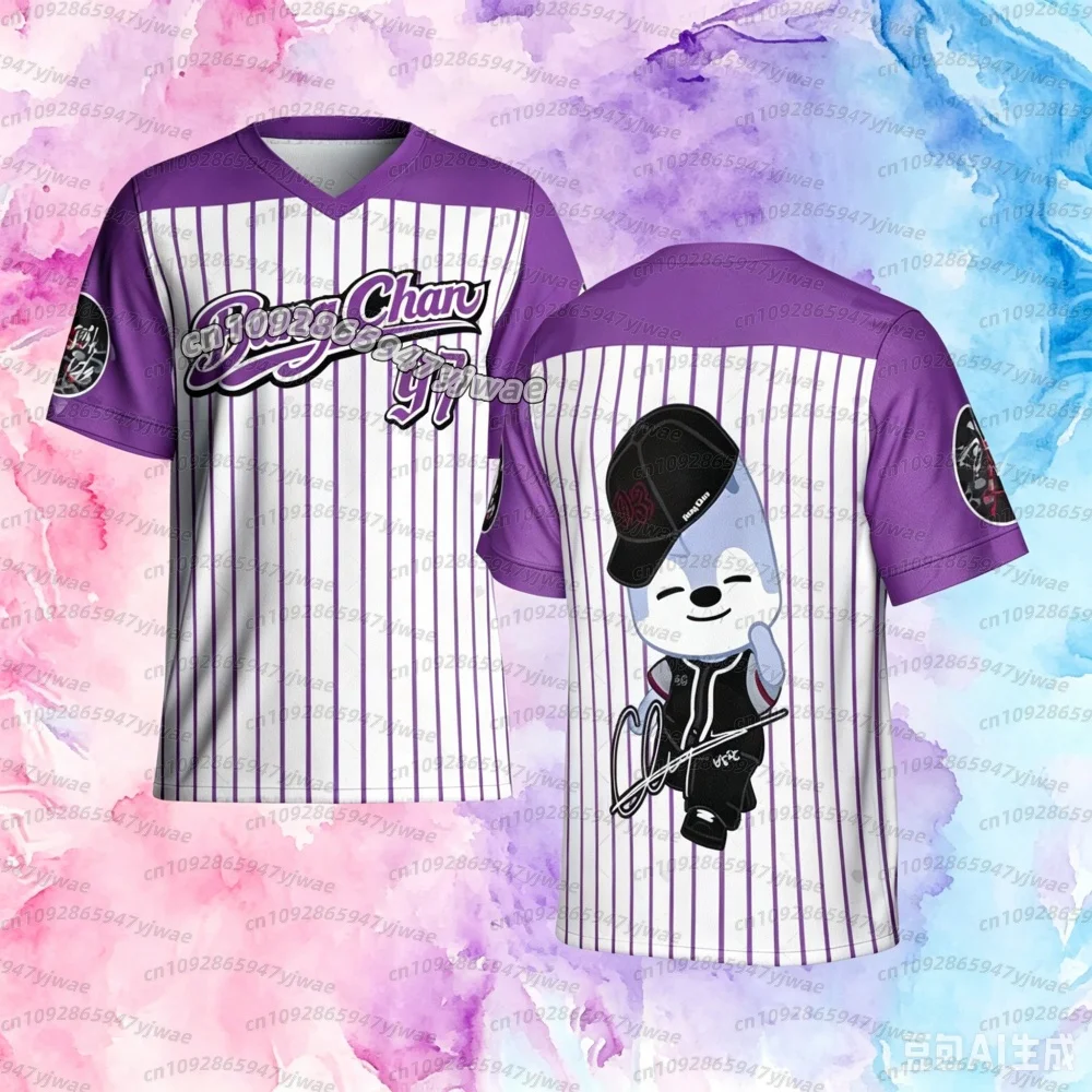 Men's women  T-Shirt  Cartoon Kpop Stay Karma Album Fans TShirt Felix Bangchan Hyunjin Street Casual Sport Short Sleeve T-Shirt
