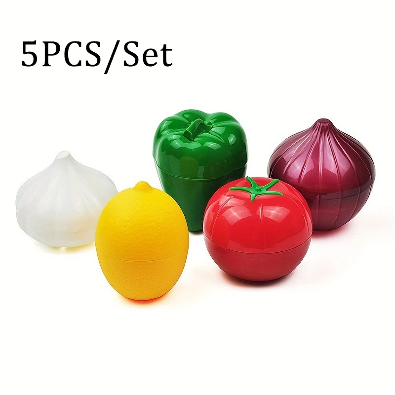 5pc Food Fruit Vegetable Garlic Onion Lemon Orange Corn Saver Box Keeper Fresher Jars Tomato Storage Container Sealed Box