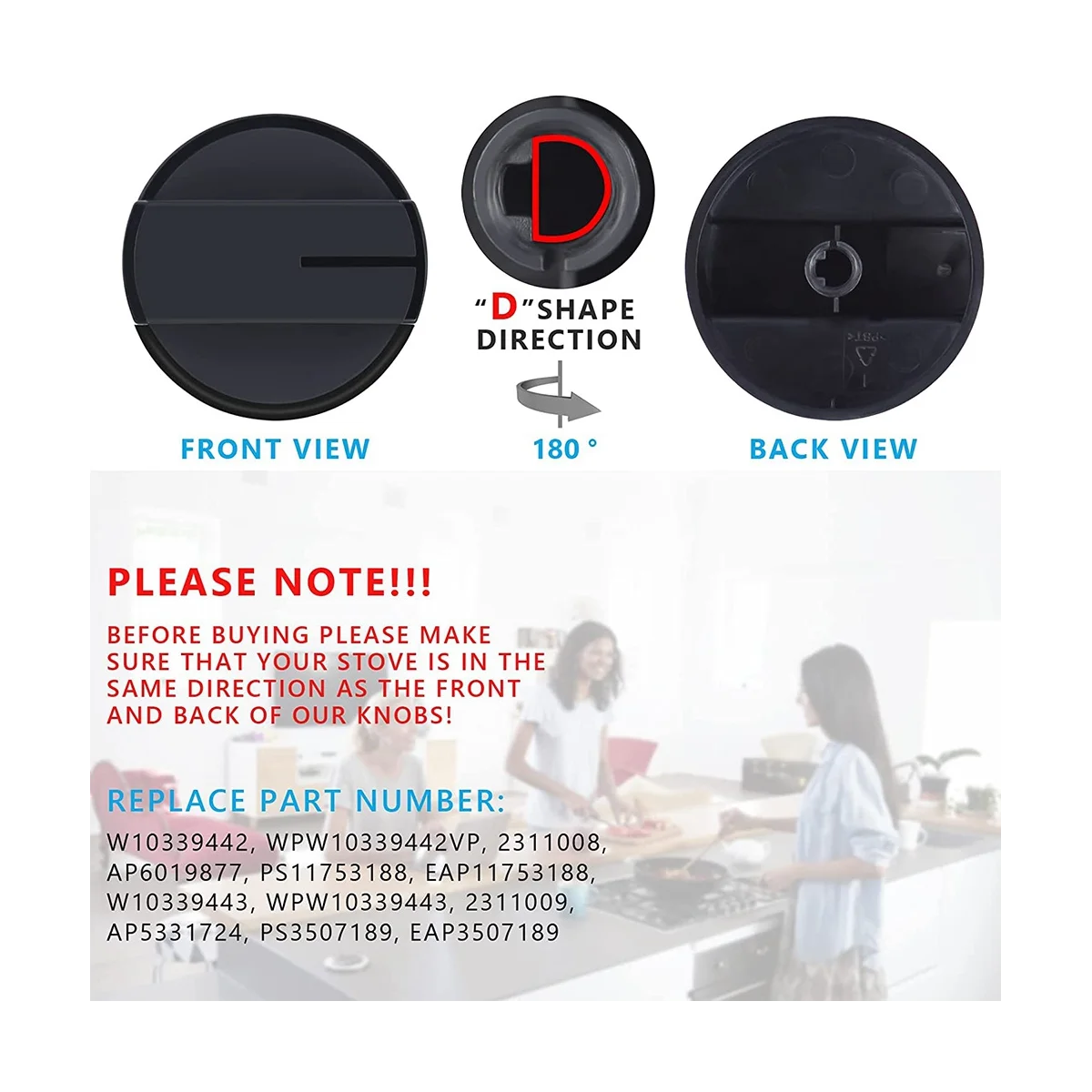 4X Вт 10339442   Ручка плиты, ручки управления горелкой поверхности варочной панели, черные заменяет WPW 10339442   PS 11753188