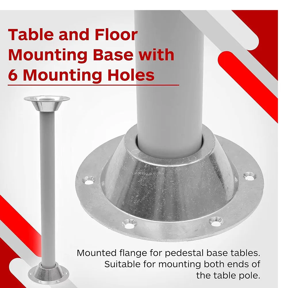 

2 set Aluminum Base Table RV Mount Silver Leg Camper Floor Flange Bracket Stable Secure Foundation Dining Pedestal