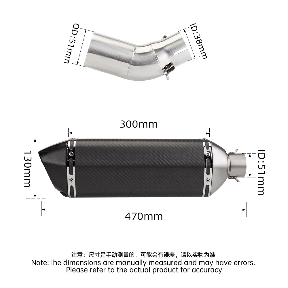 Performance Scooter Exhaust Mid Tail Assembly 470mm Big Hex Pipe For C400GT C400X 2018-2020 Slip On Escape Kit