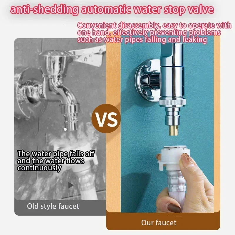 G1/2 Washing Machine Faucet Brass Automatic Water Stop Quick Opening Angle Valve Bathroom Accessories Wall Mounted Faucet